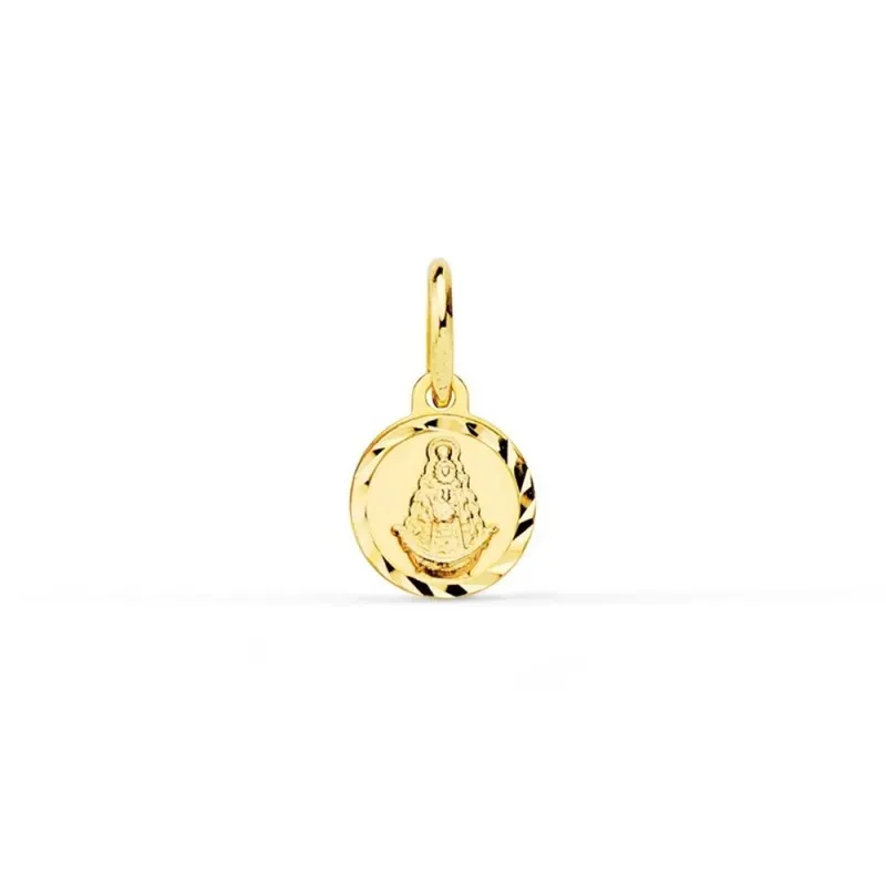 Virgen del Rocío colgante medalla oro 18k niño 8 mm. talla hélice