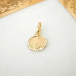 Virgen del Rocío colgante medalla oro 18k niño 8 mm. talla hélice
