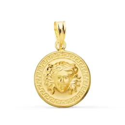 Colgante Oro 18k Gorgona 15 mm. cenefa greca matizada