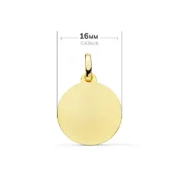 Corazón de Jesús Medalla en Oro de 9k con 16 mm. bisel liso