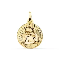 Ángel Burlón Medalla en Oro de 9k con 14 mm. detalles estriados y aca