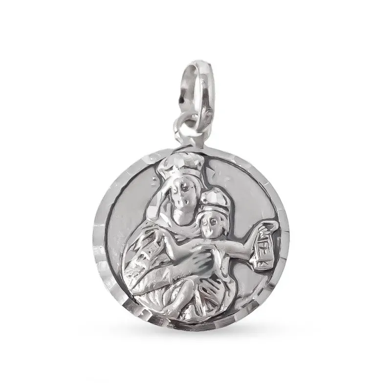 Escapulario Sagrado Corazón de Jesús Virgen del Carmen Medalla en Pla