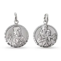 Escapulario Sagrado Corazón de Jesús Virgen del Carmen Medalla en Pla