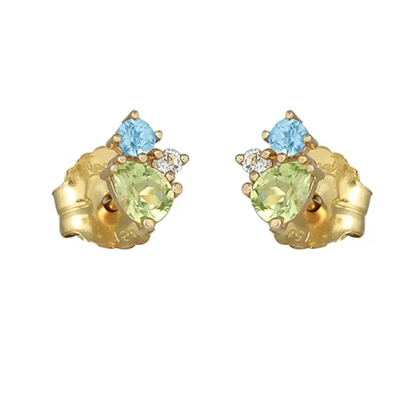 Pendientes oro 18k colección Rainbow diamantes brillantes 0.03ct. per