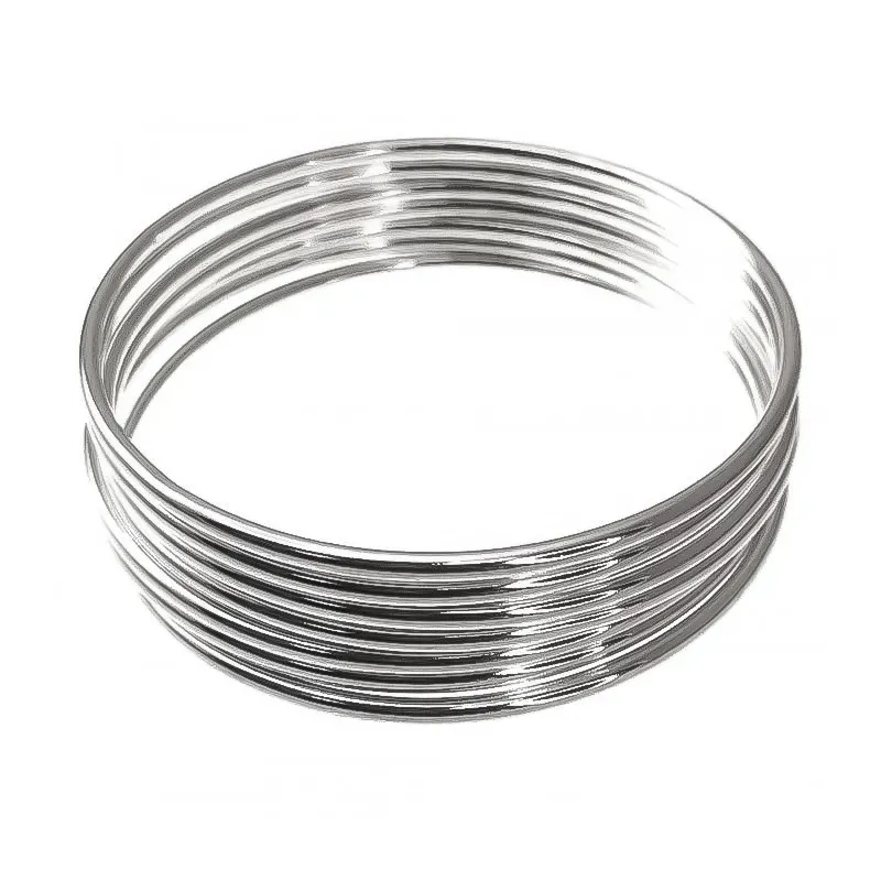Pulsera plata Ley 925m semanario 7 aros liso 65mm. redondo ancho 2mm. brazalete
