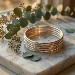 Pulsera plata Ley 925m semanario 7 aros liso 65mm. redondo ancho 2mm. brazalete