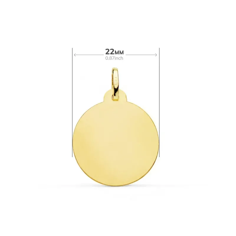 Santiago Apóstol medalla oro 18k unisex 22 mm. Redonda bisel liso