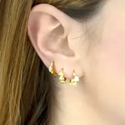 Aros Pendientes en Plata de Ley 925m chapados en oro con 12 mm. circo