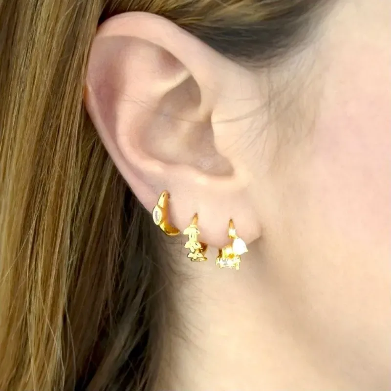 Aros Pendientes en Plata de Ley 925m chapados en oro con 12 mm. circo