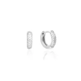 Aros Pendientes en Plata de Ley 925m de 12 mm. circonitas