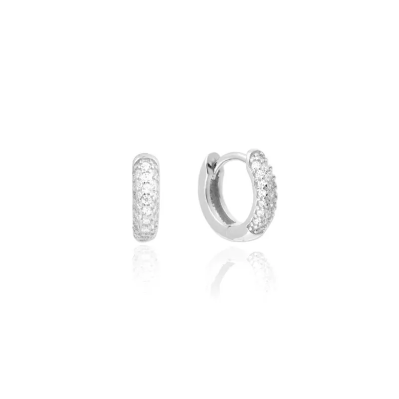 Aros Pendientes en Plata de Ley 925m de 12 mm. circonitas