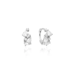 Aros Pendientes en Plata de Ley 925m de 12 mm. circonitas forma lágri