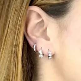 Aros Pendientes en Plata de Ley 925m de 12 mm. circonitas tamaños com