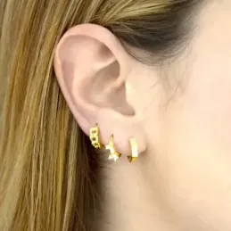 Aros Pendientes en Plata de Ley 925m chapados en oro con 12 mm. circo