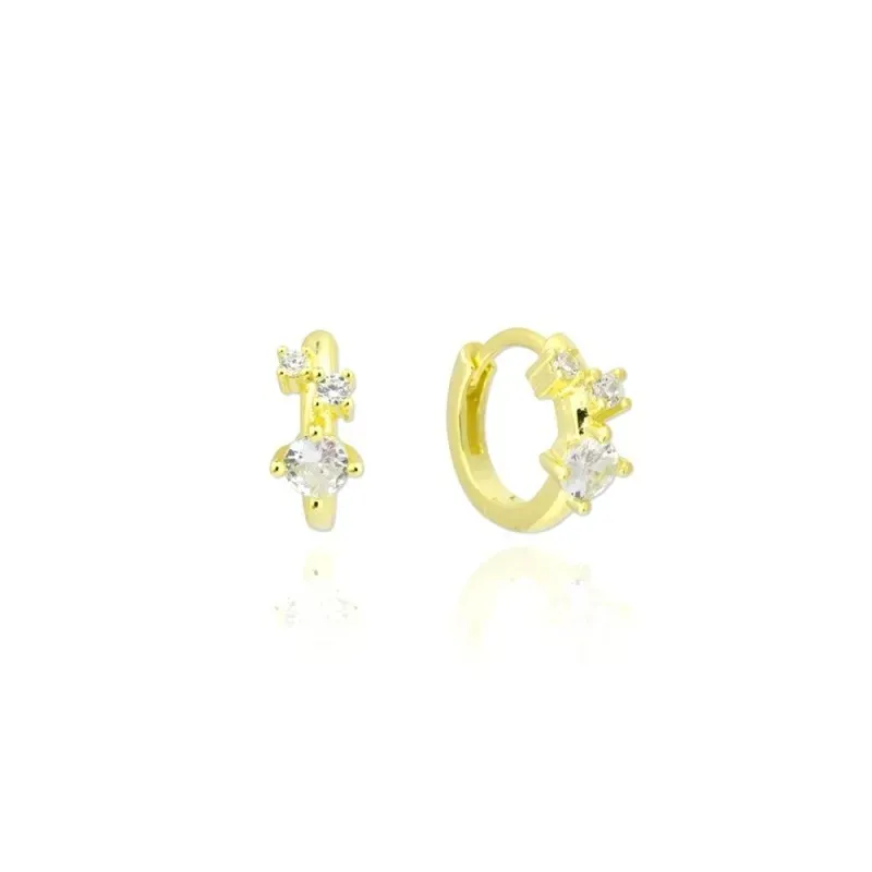 Aros Pendientes en Plata de Ley 925m chapados en oro con 12 mm. circo