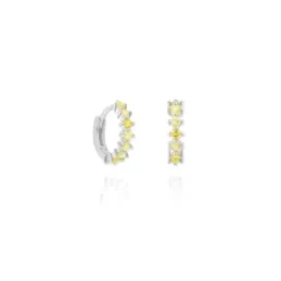 Aros Pendientes en Plata de Ley 925m de 12 mm. con circonitas redonda