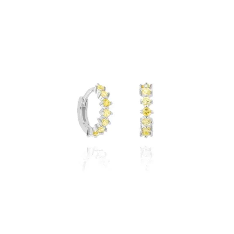 Aros Pendientes en Plata de Ley 925m de 12 mm. con circonitas redonda