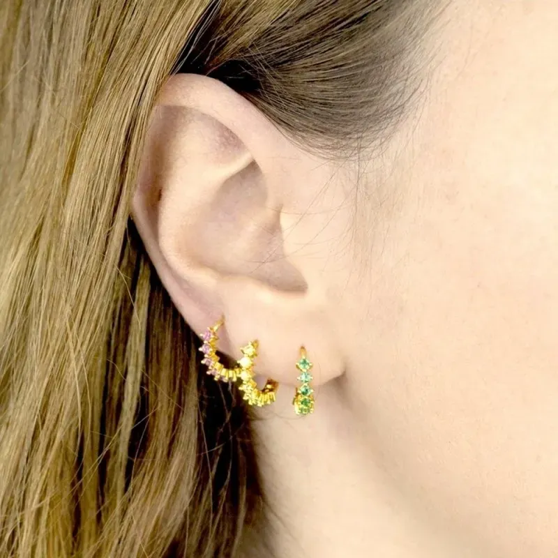 Aros Pendientes en Plata de Ley 925m chapados en oro con 12 mm. con c