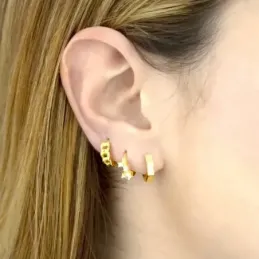 Aros Pendientes en Plata de Ley 925m chapados en oro con 12 mm. y per