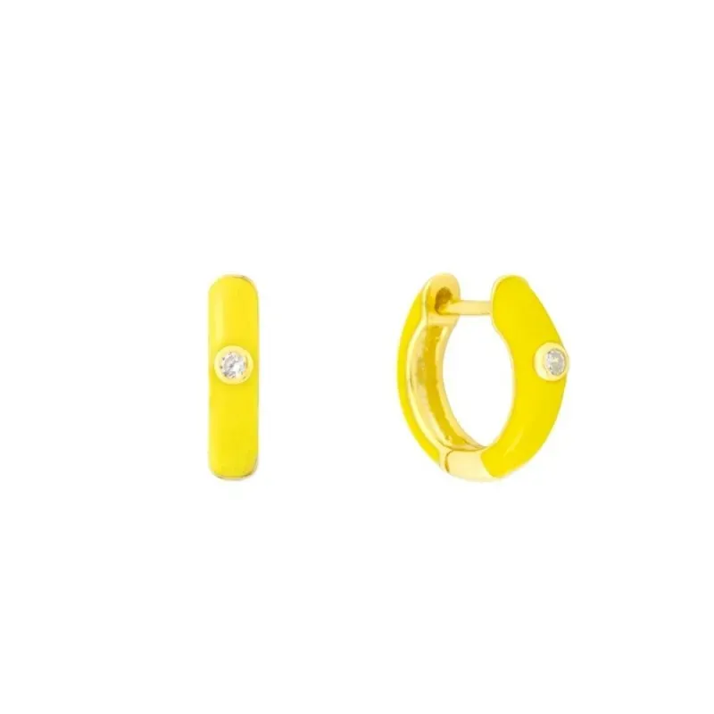 Aros Pendientes en Plata de Ley 925m chapados en oro con 12 mm. esmal