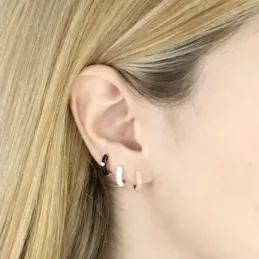 Aros Pendientes en Plata de Ley 925m de 12 mm. esmaltados coral circo