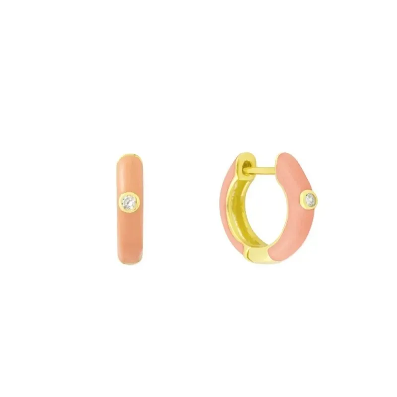 Aros Pendientes en Plata de Ley 925m chapados en oro con 12 mm. esmal