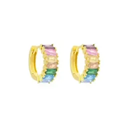Aros Pendientes Argollas Plata de Ley 925m chapados oro 16 mm. circon