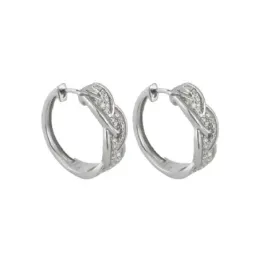 Aros Pendientes en Plata de Ley 925m de 18.5 mm. forma de trenza con