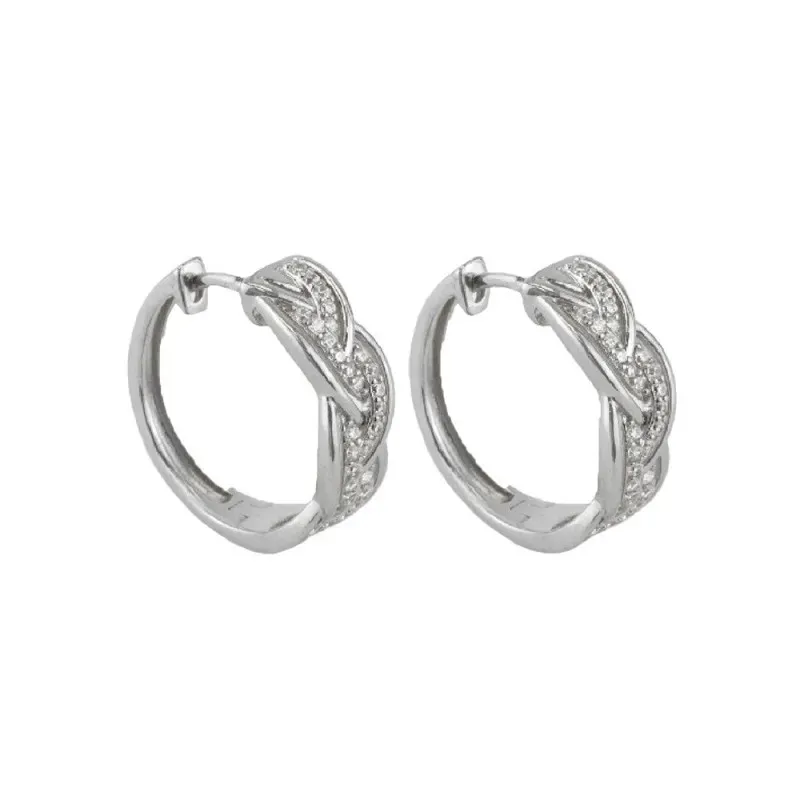 Aros Pendientes en Plata de Ley 925m de 18.5 mm. forma de trenza con