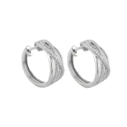Aros Pendientes en Plata de Ley 925m de 18.5 mm. líneas cruzadas circ