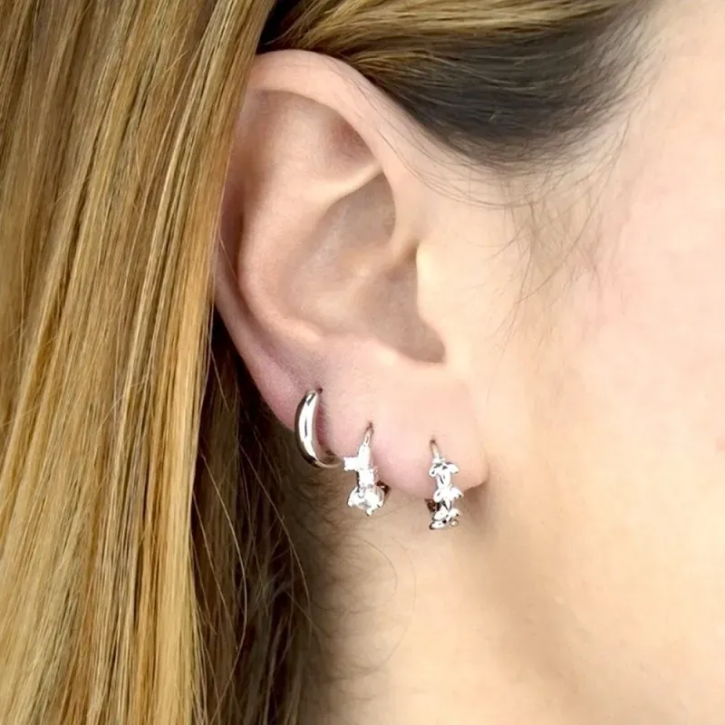 Aros Pendientes en Plata de Ley 925m de 12 mm. detalle hojas