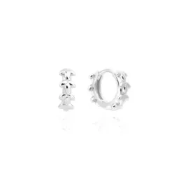 Aros Pendientes en Plata de Ley 925m de 12 mm. detalle hojas