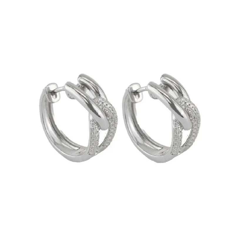 Aros Pendientes en Plata de Ley 925m de 18.5 mm. formas entrelazadas