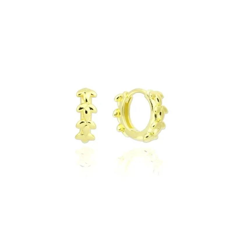 Aros Pendientes en Plata de Ley 925m chapados en oro con 12 mm. detal