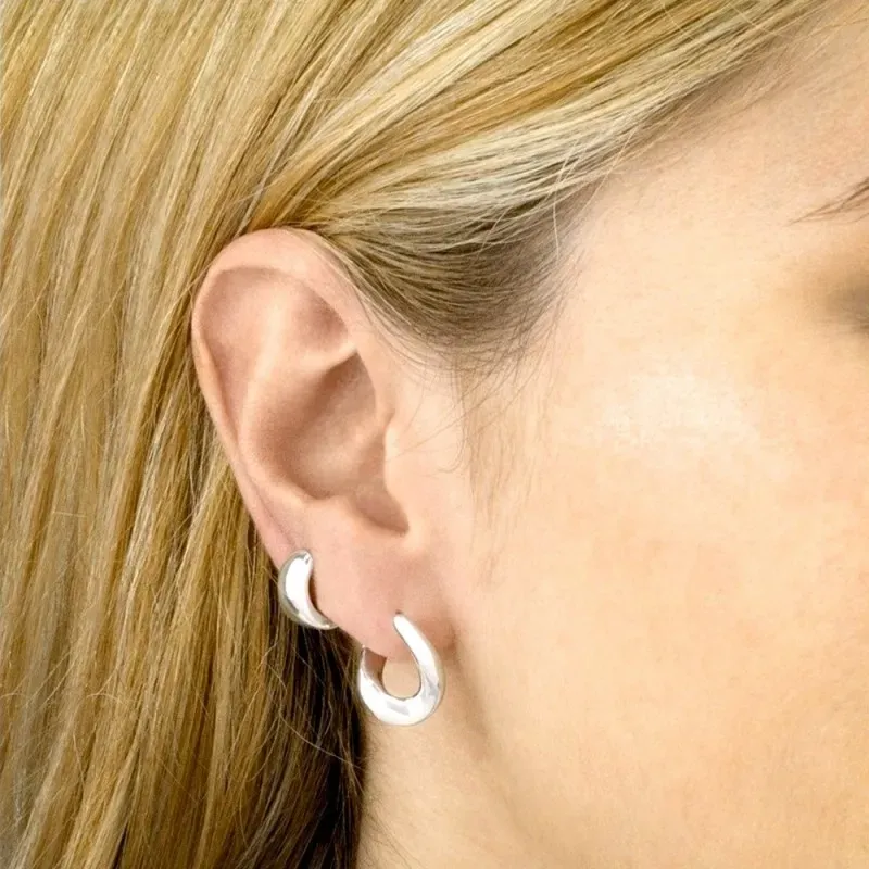 Aros Pendientes en Plata de Ley 925m de 12 mm. circulares lisos
