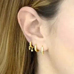 Aros Pendientes en Plata de Ley 925m chapados en oro con 12 mm. lisos