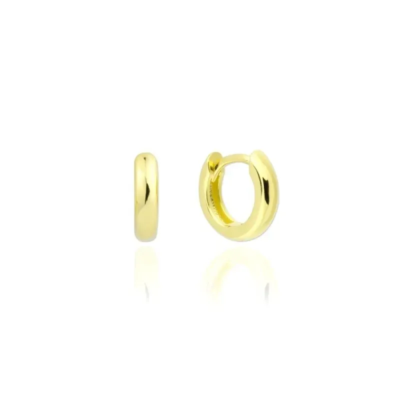 Aros Pendientes en Plata de Ley 925m chapados en oro con 12 mm. lisos