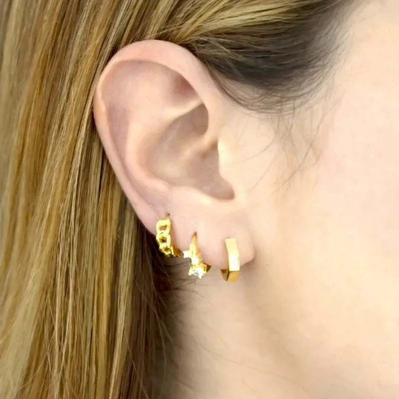 Aros Pendientes en Plata de Ley 925m chapados en oro con 12 mm. forma