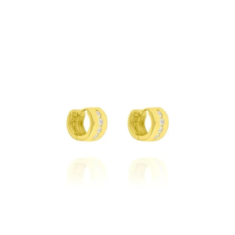 Aros Pendientes Argollas en Plata de Ley 925m chapados en oro con cir