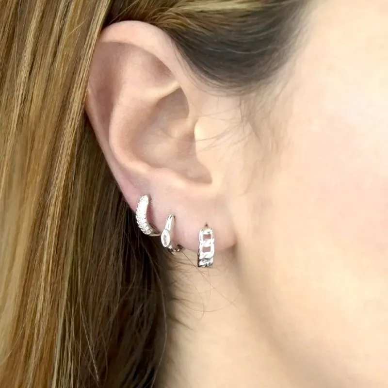 Aros Pendientes en Plata de Ley 925m de 12 mm. forma eslabones cadena