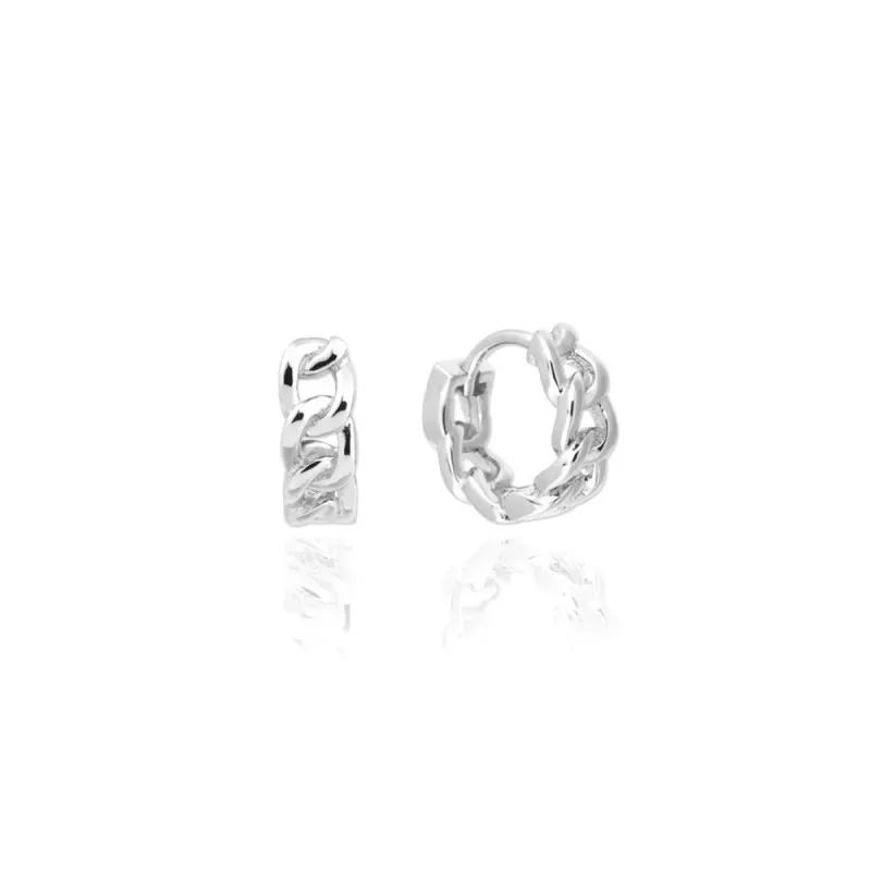 Aros Pendientes en Plata de Ley 925m de 12 mm. forma eslabones cadena