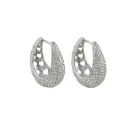 Pendientes en Plata de Ley 925m de 19 mm. alargados ovalados con circ