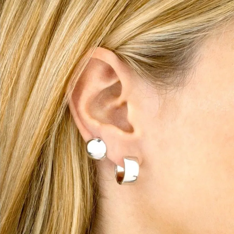 Aros Pendientes en Plata de Ley 925m de 12 mm. perfil redondo lisos