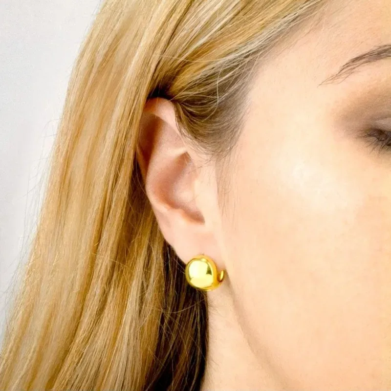 Aros Pendientes en Plata de Ley 925m chapados en oro con 12 mm. perfi