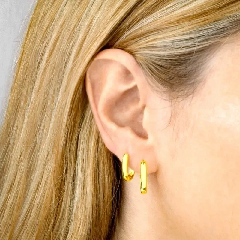 Aros Pendientes en Plata de Ley 925m chapados en oro con 15 mm. alarg
