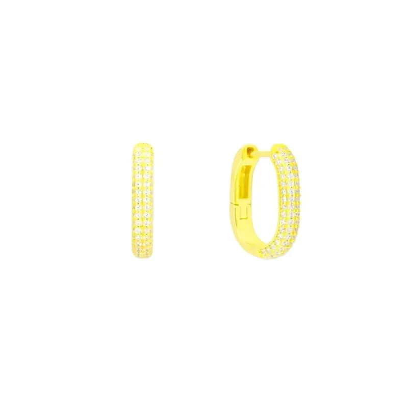 Aros Pendientes en Plata de Ley 925m chapados oro con 15 mm. ovalados