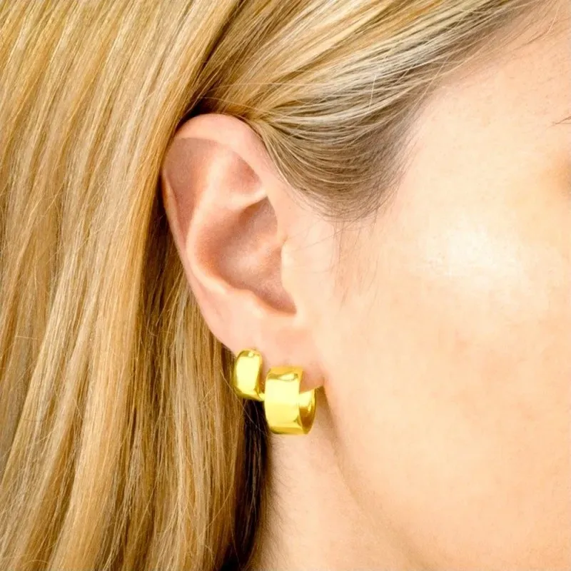 Aros Pendientes en Plata de Ley 925m chapados oro con 15 mm. anchos l