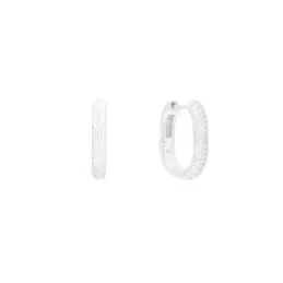 Aros Pendientes en Plata de Ley 925m de 15 mm. ovalados con circonita