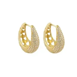 Aros Pendientes en Plata de Ley 925m chapados en oro con 19 mm. y cir