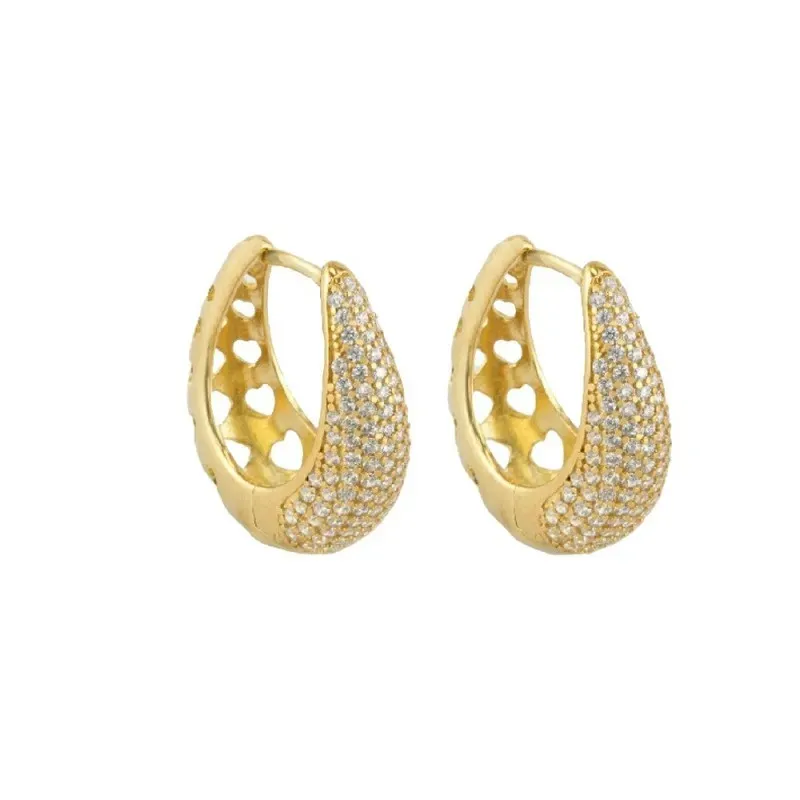 Aros Pendientes en Plata de Ley 925m chapados en oro con 19 mm. y cir